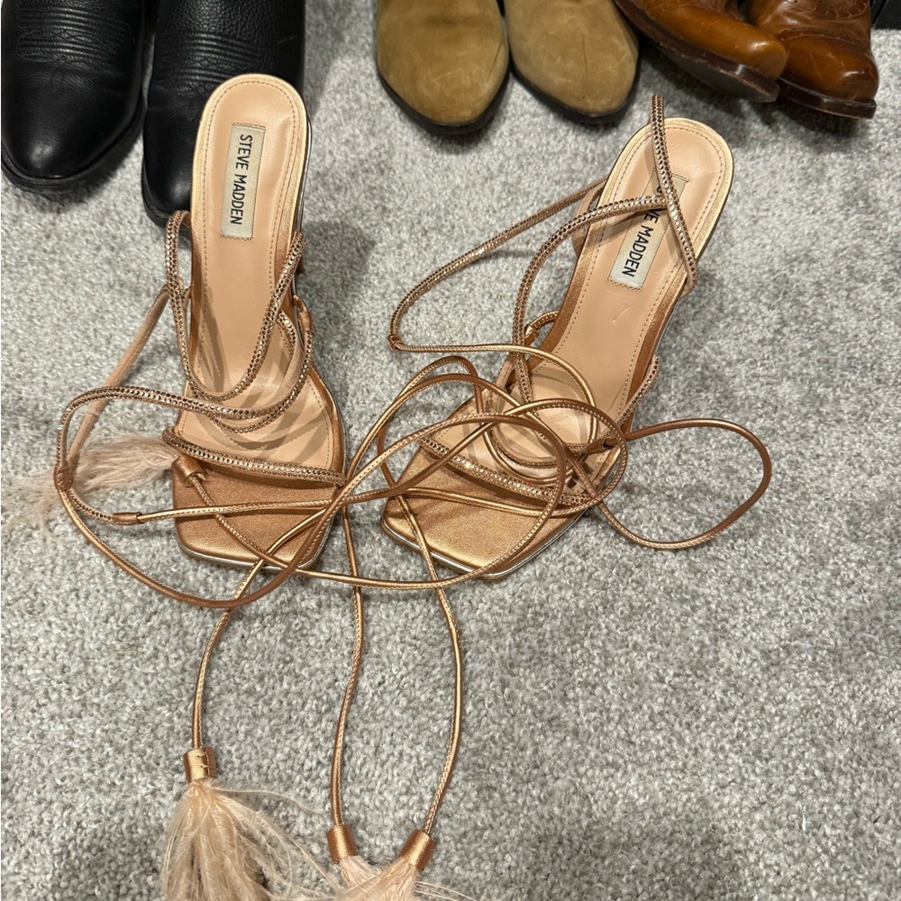 Steve Madden Tan Stiletto Heels Lace-Up Elegance